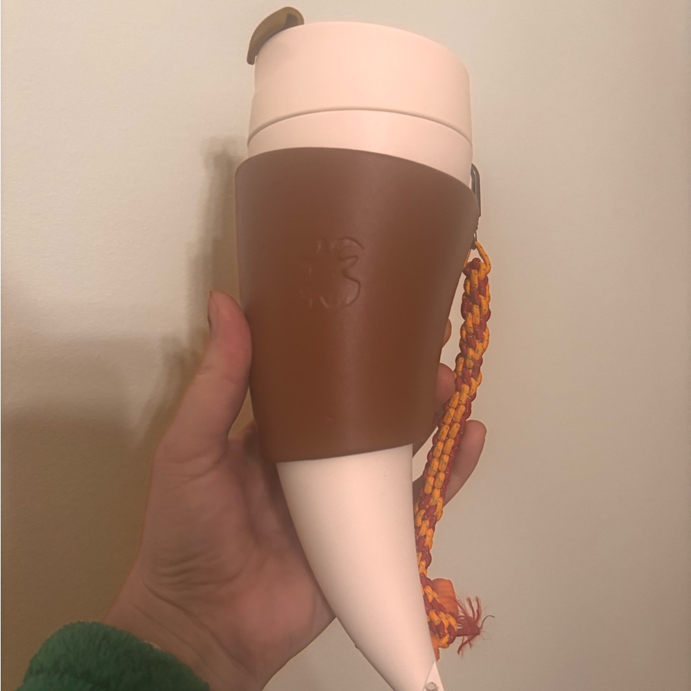White and Brown Horn-Shaped Mug